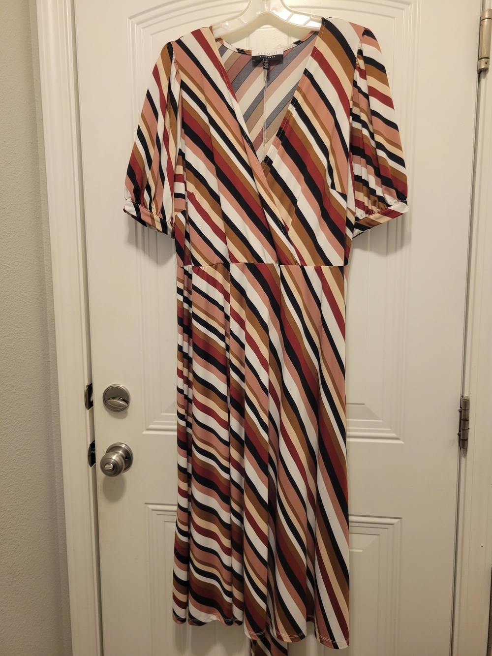 🎰Eloquii Diagonal Striped Faux Wrap Dress - Picture 2 of 7